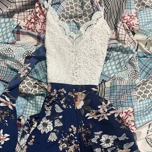 Floral & White Romper